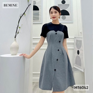 Đầm cổ phối đính nút BEMINE MT6042