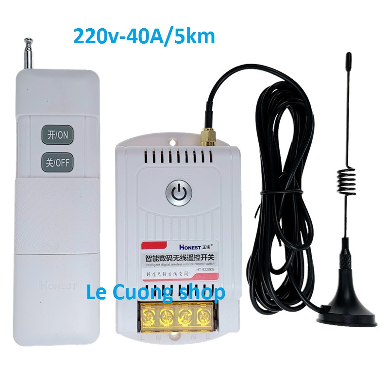 [CÓ HỌC LỆNH]Bộ công tắc điều khiển từ xa 5Km Honest công suất lớn 40A/220V 9220KG-5- CHÍNH HÃNG HONEST