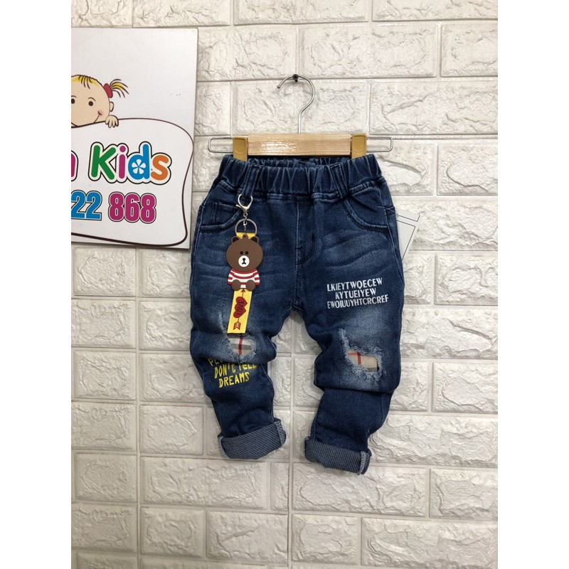 Combo Quần bò jean SB xanh rách nhiều ô sz nhỡ cho bé 10-18kg