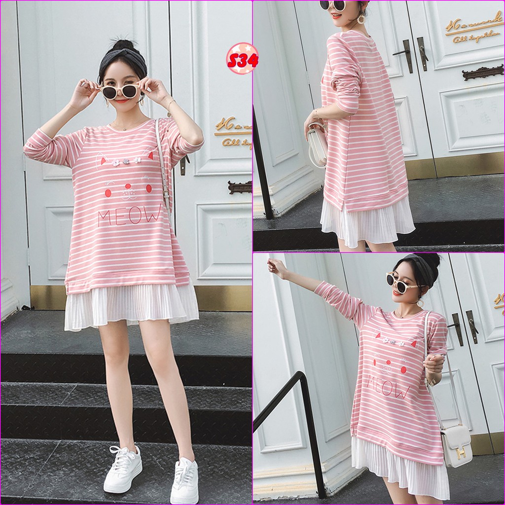 Váy Bầu Đuôi Pha Ren Xì Tin C