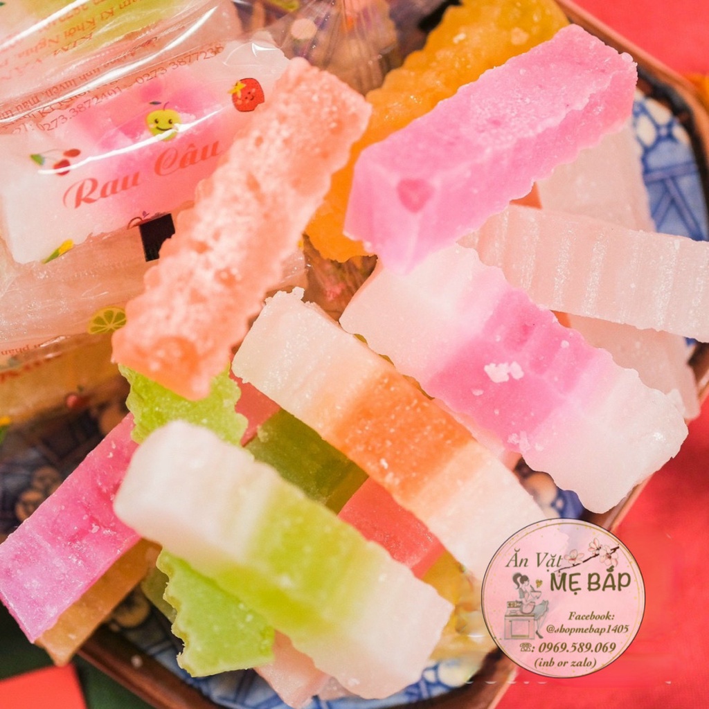 Mứt Rau Câu 3 Vị 500g - Vị Giòn, Sữa GIòn, Dẻo -  không phẩm màu Shop Mẹ Bắp