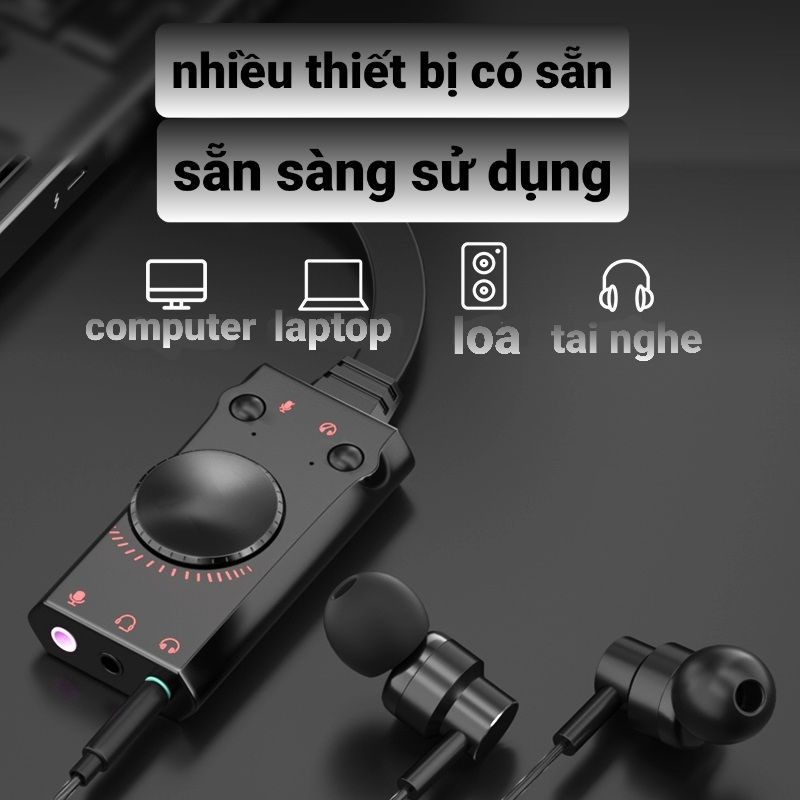 Bộ Chuyển Đổi Âm Thanh KOTION EACH từ USB sang 3 Cổng 3.5mm _Tối ưu trình âm thanh và micro cho bạn