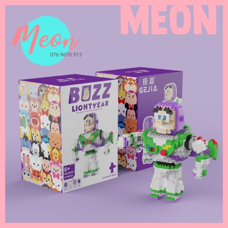Mini Block  Đồ chơi xếp hình lego - Gấu hồng Lotso và Buzz Lightyear trong Toy Story - size L