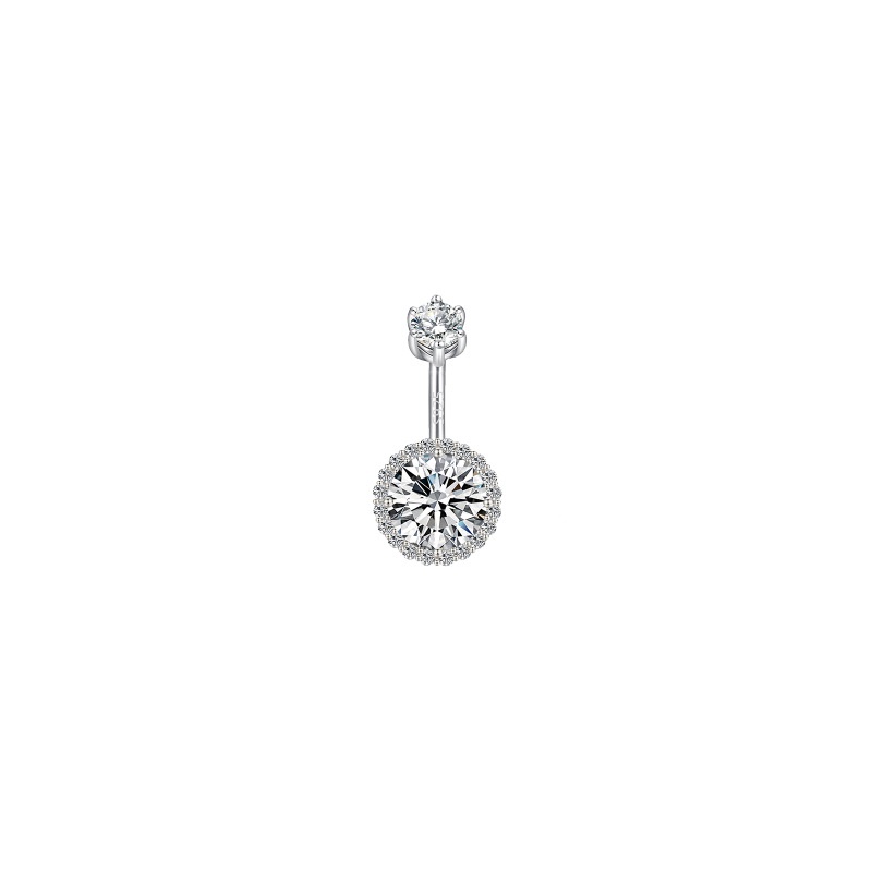 Khuyên Rốn Đính Đá Zircon Bằng Bạc S925 Phong Cách Âu Mỹ Cá Tính