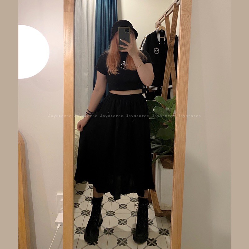 Chân váy dài TRƠN Ulzzang lưng thun màu TRẮNG/ĐEN ❤️ FREESHIP ❤️ Jaystoree | BigBuy360 - bigbuy360.vn