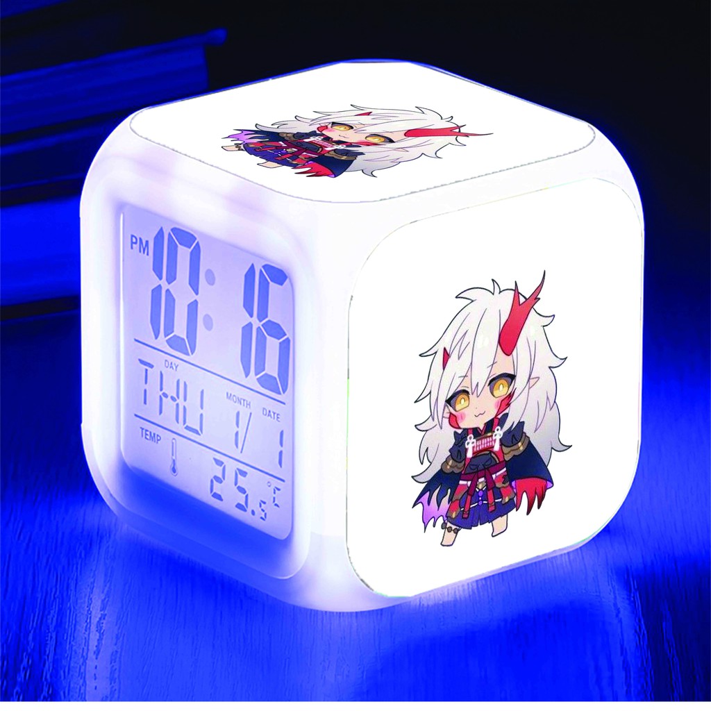 Đồng hồ báo thức để bàn in hình ÂM DƯƠNG SƯ Onmyoji game anime chibi LED đổi màu