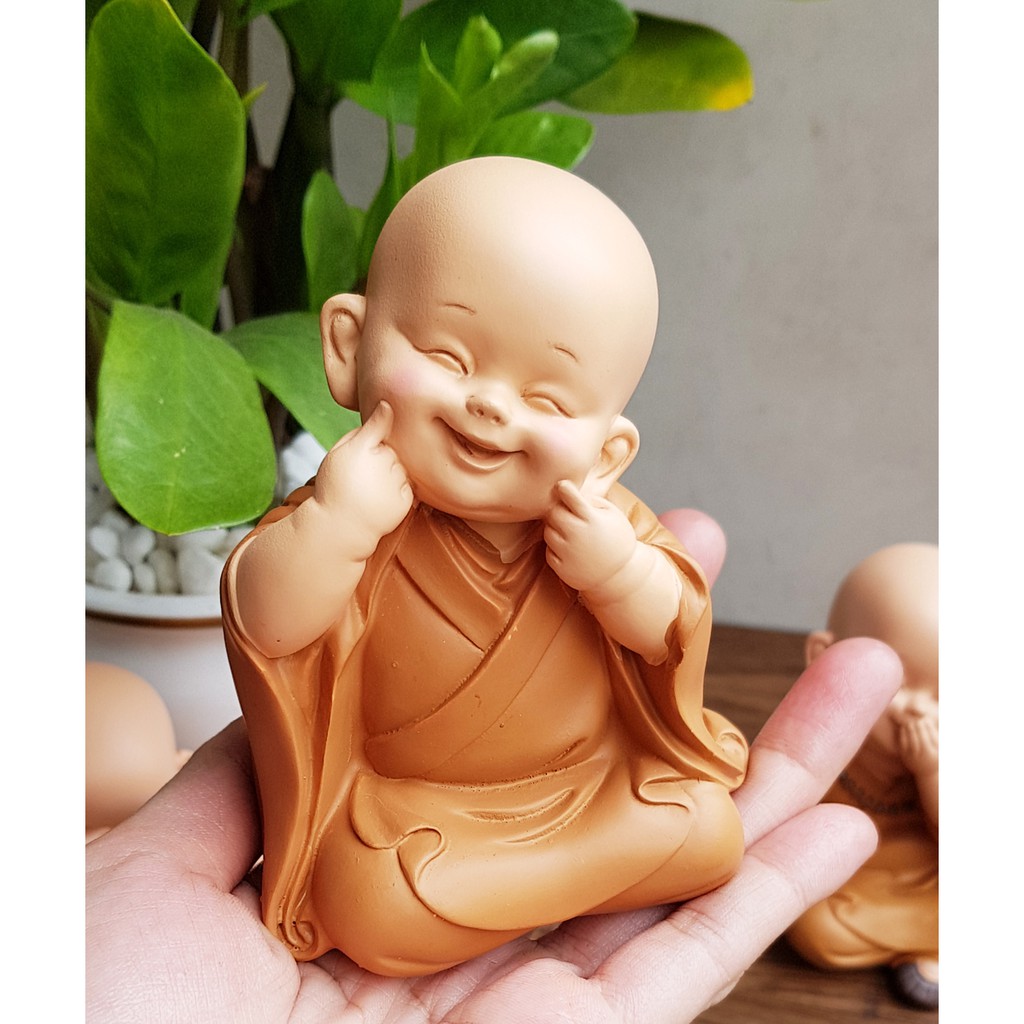 Bộ 03 tượng chú tiểu áo nâu - mẫu Tam Không 10cm | BigBuy360 - bigbuy360.vn