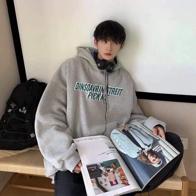 Áo hoodie Thể Thao Dáng Rộng In Chữ Thoải Mái Thời Trang Hàn Quốc Cho Nam Cỡ M-5XL