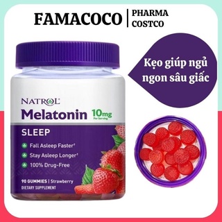 Kẹo ngủ Natrol Melatonin Gummies Vị dâu Giúp ngủ ngon và sâu giấc hàng mỹ FAMACOCO