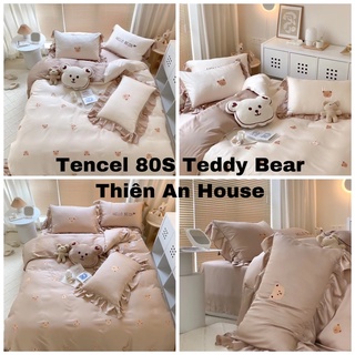 Chăn Ga Teddy Bear Tencel 100s gỗ sồi Oganic mềm mại óng ả
