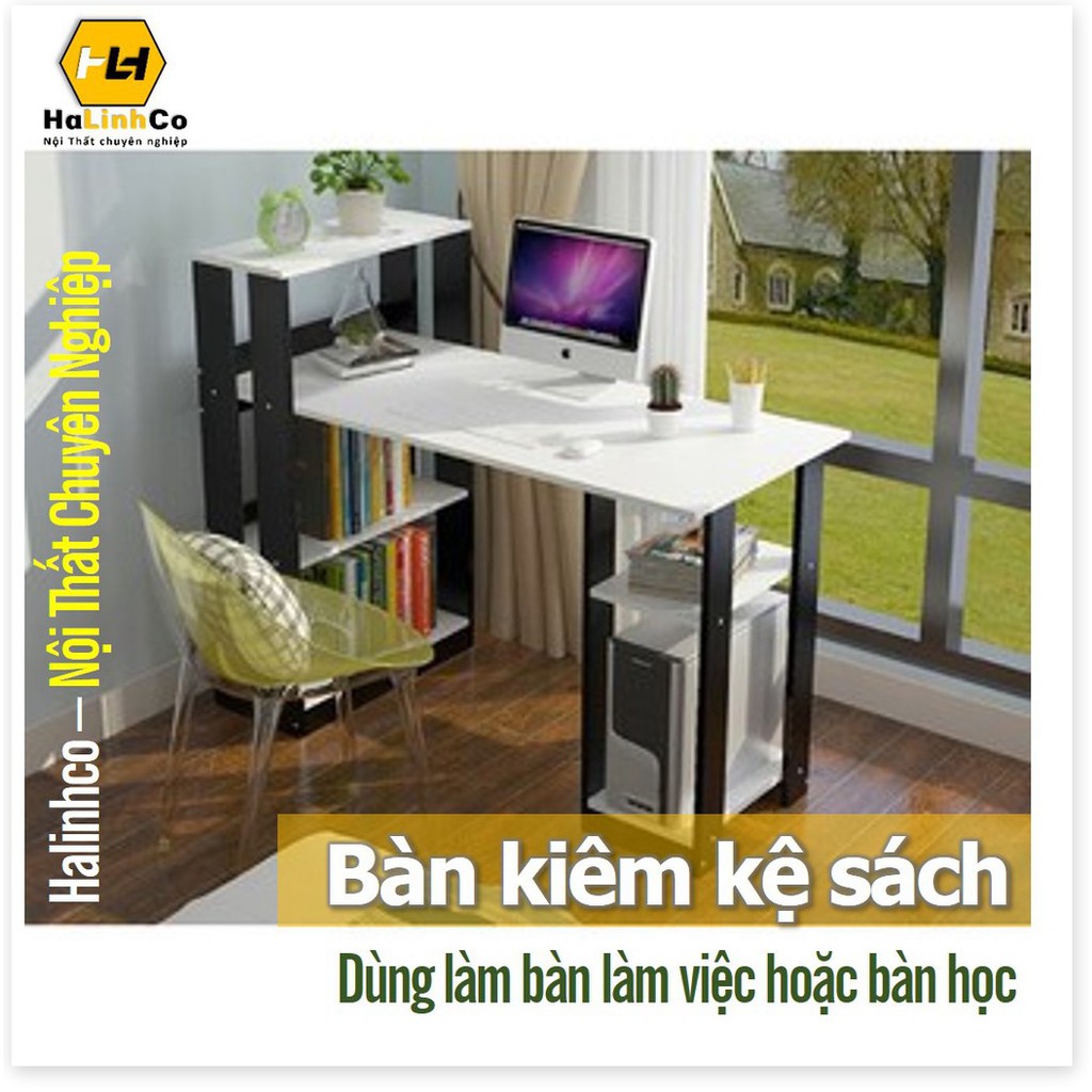 Halinhco  Bàn làm việc bàn học kèm kệ sách thông minh dạng lắp ghép tiện lợi (đổi trả thoải mái)