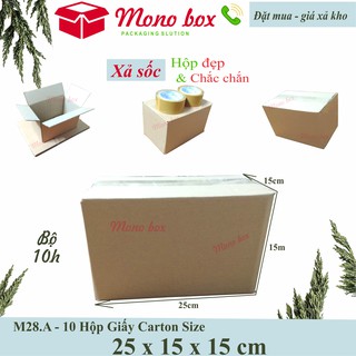 Bộ 10 thùng hộp giấy carton 25x15x15
