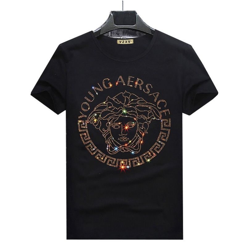 Versace Lengan Pendek lelaki Áo thun lelaki Thời Trang Nam Tay Ngắn Áo Cổ Tròn Nam Áo Sơ Mi Hàn Quốc Slim Mùa Hè Áo