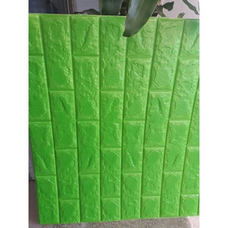 Xốp dán tường giả gạch 3D màu xanh lá cây