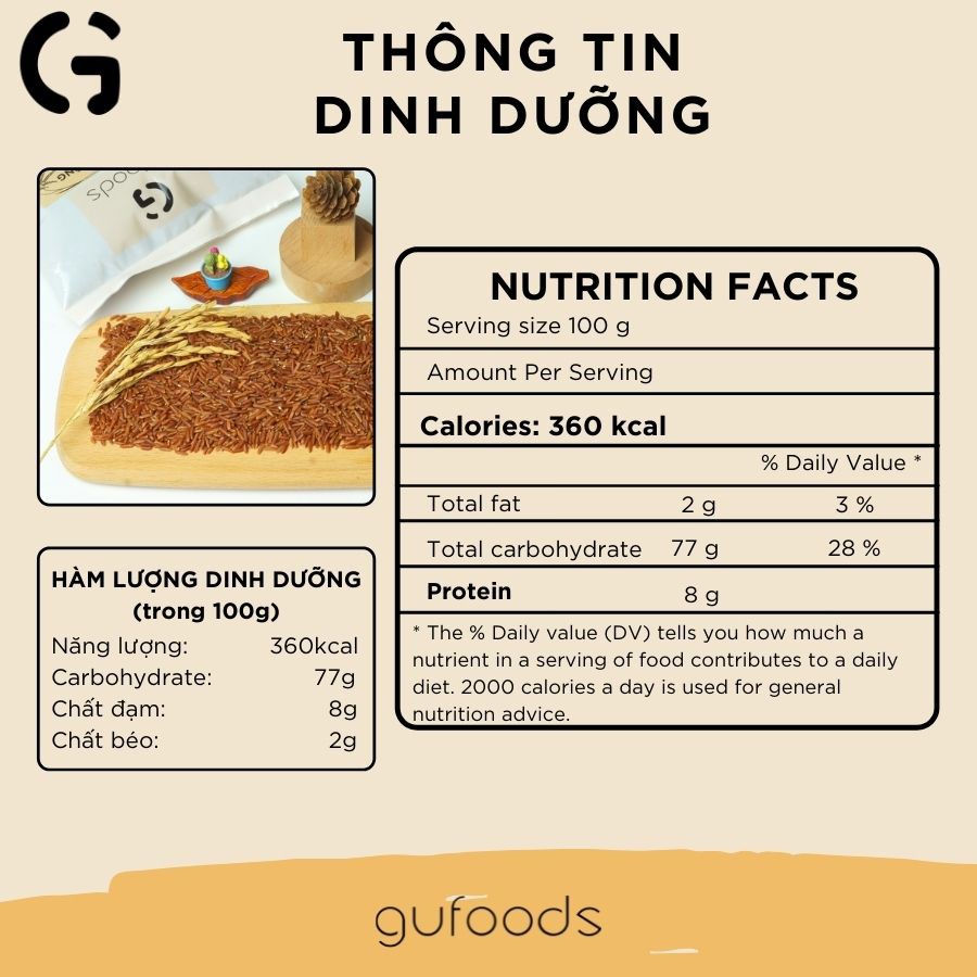 Gạo lứt ăn kiêng, giảm cân GUfoods (1kg) - Lứt huyết rồng / Huyết rồng xát dối / Lứt tím than - Phù hợp Thực dưỡnGUfoods