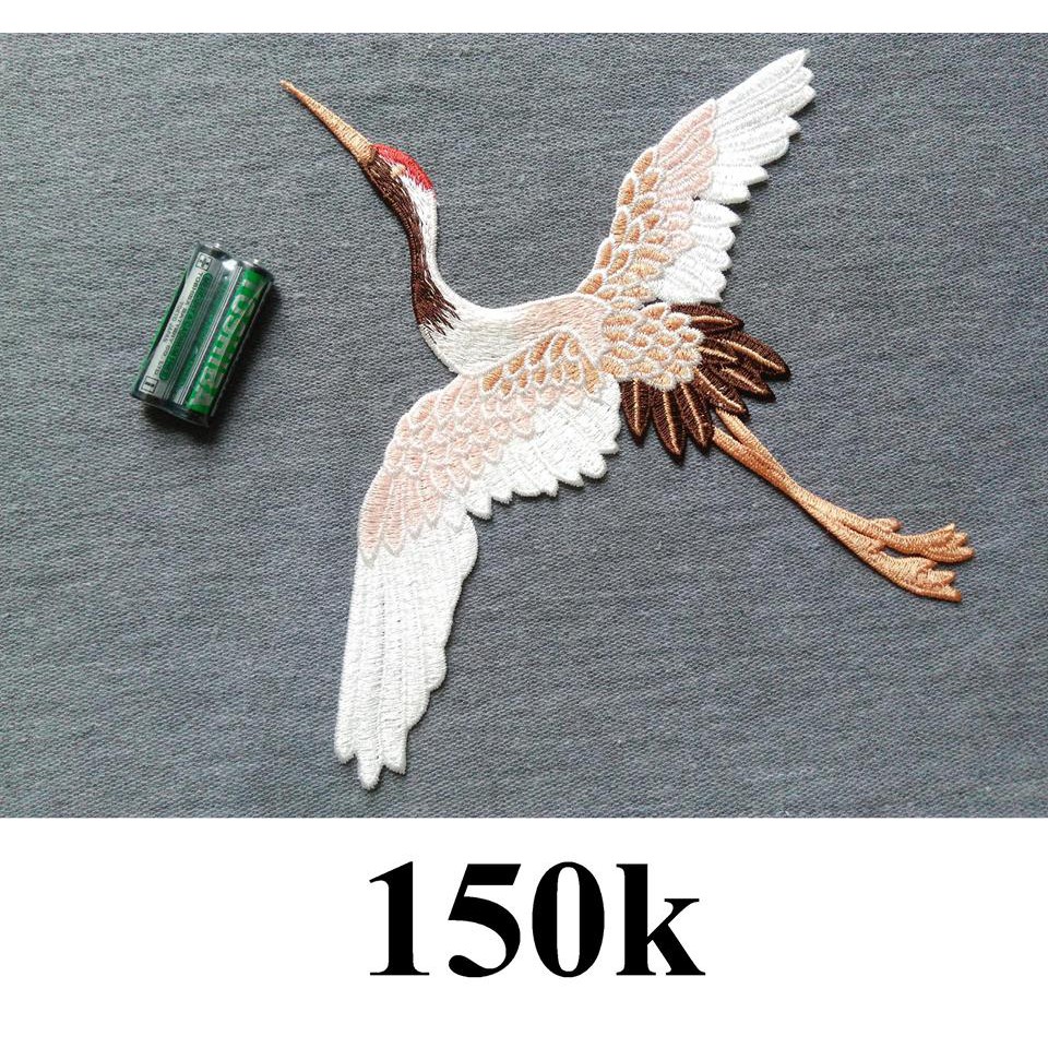 Sticker thêu Patch thêu hạc nâu lớn cao cấp | Shopee Việt Nam