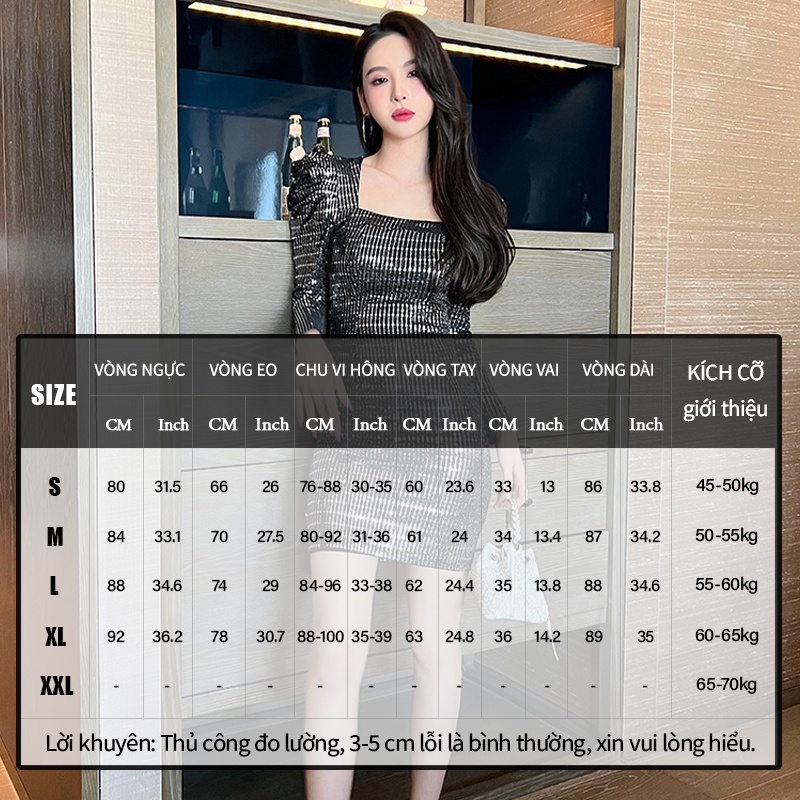 ZYHT đầm đính sequin chân tay áo phồng dự tiệc dài tay mùa thu đông 20146