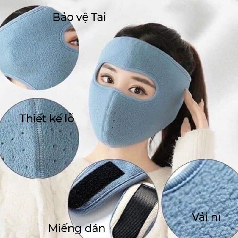 Khẩu trang ninja lót nỉ che kín mặt che tai chống nắng gió lạnh,có lỗ thông hơi ở miệng | BigBuy360 - bigbuy360.vn