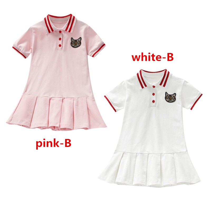 Đầm tay ngắn hoạ tiết thỏ hoạt hình phong cách Hàn Quốc thời trang cho bé gái