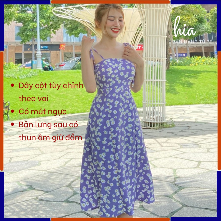 [Mã FADI5K245 giảm 5K đơn 0đ] [𝐗𝐀̉ 𝐇𝐀̀𝐍𝐆] Đầm Maxi Hoa Tím dây cột vai có mút ngực | BigBuy360 - bigbuy360.vn