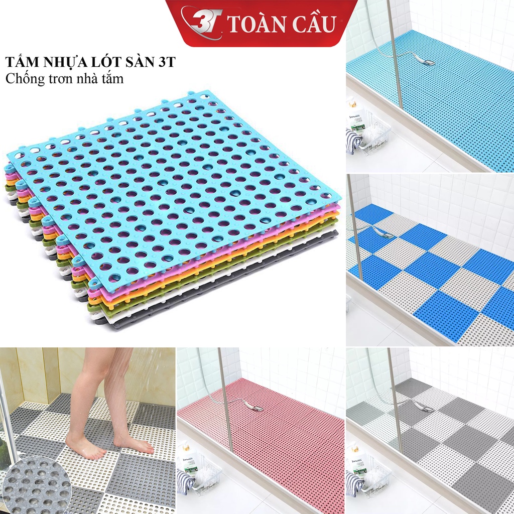 Tấm Lót Sàn 3T / Thảm Nhựa Lỗ Lót Sàn 3T, Miếng Thảm Chống Trơn Trượt Cho Sàn Nhà Tắm, Khu Nhà Vệ Sinh