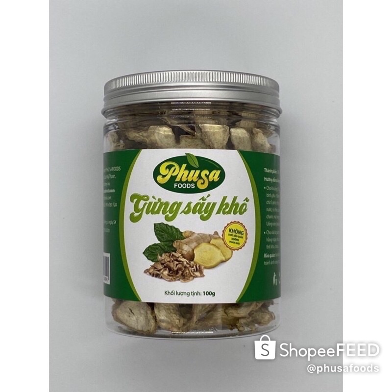 Trà gừng/ Gừng cắt lát sấy khô Phù Sa Foods/ Tăng sức đề kháng - 60g 100g