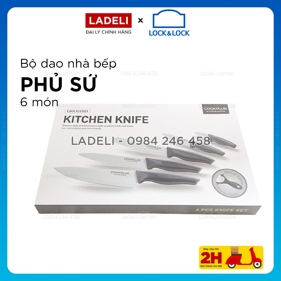 Bộ dao nhà bếp 6 món LOCK&LOCK CKK101S01 thép không gỉ phủ sứ