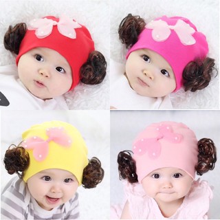 MŨ TÓC GIẢ COTTON CHO BÉ GÁI 0 ĐẾN 2 TUỔI