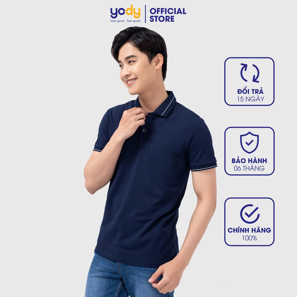 Áo polo Yody Nam Bo kẻ Thun cộc tay chất liệu Cafe Thấm hút Mềm mịn APM3791