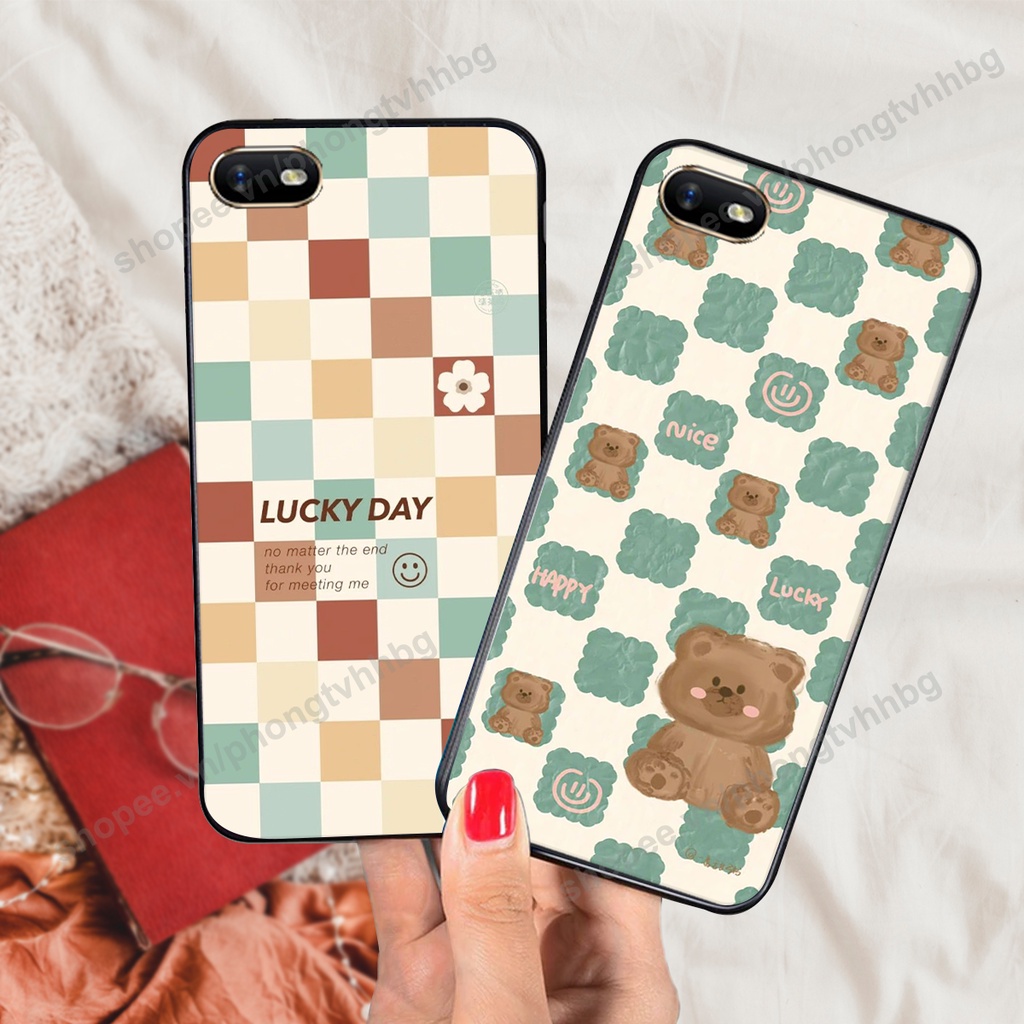 Ốp lưng Oppo A3s / A1k / Realme C1 / Realme C2 trái tim gấu thể thao , smile mặt cười cực cute