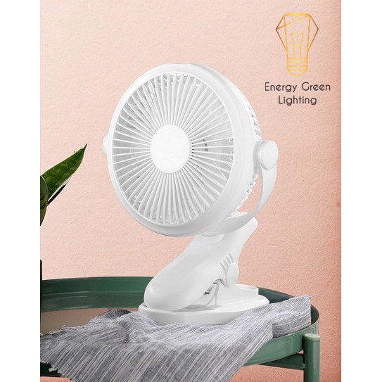 Quạt Kẹp Mini Energy Green Lighting Sạc Tích Điện Đa Năng JD-298 - Chuyên dùng cho xe đẩy em bé - Văn phòng công sở