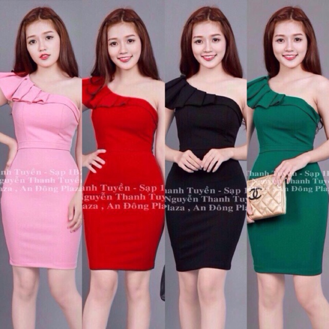 🍒Đầm body bèo lệch vai