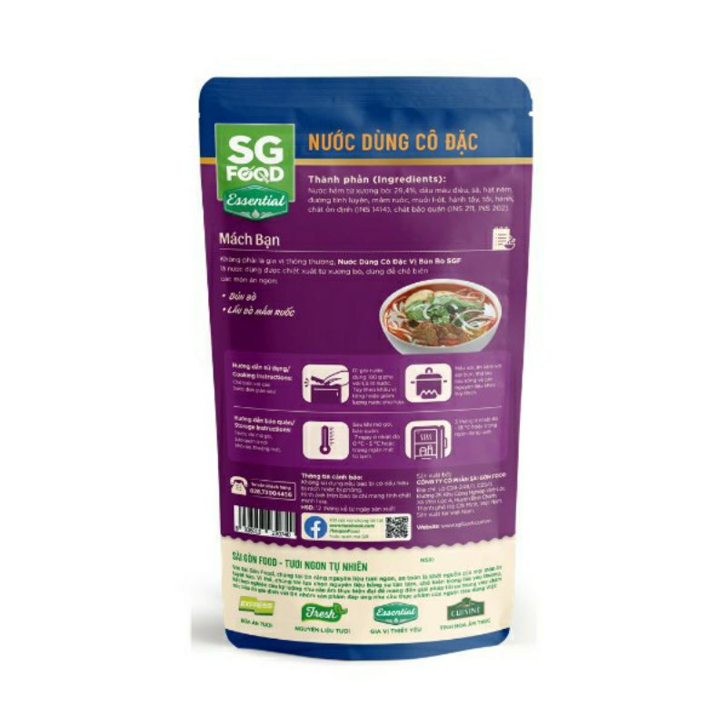 Nước dùng cô đặc nấu bún bò, vị riêu cua 180g SG food q