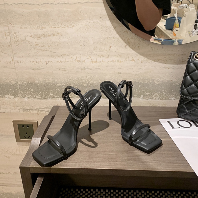 Giày Sandal Cao Gót 9cm Hở Ngón Phối Khóa Cài Phong Cách Âu Mỹ Thời Trang Mùa Hè Cho Nữ