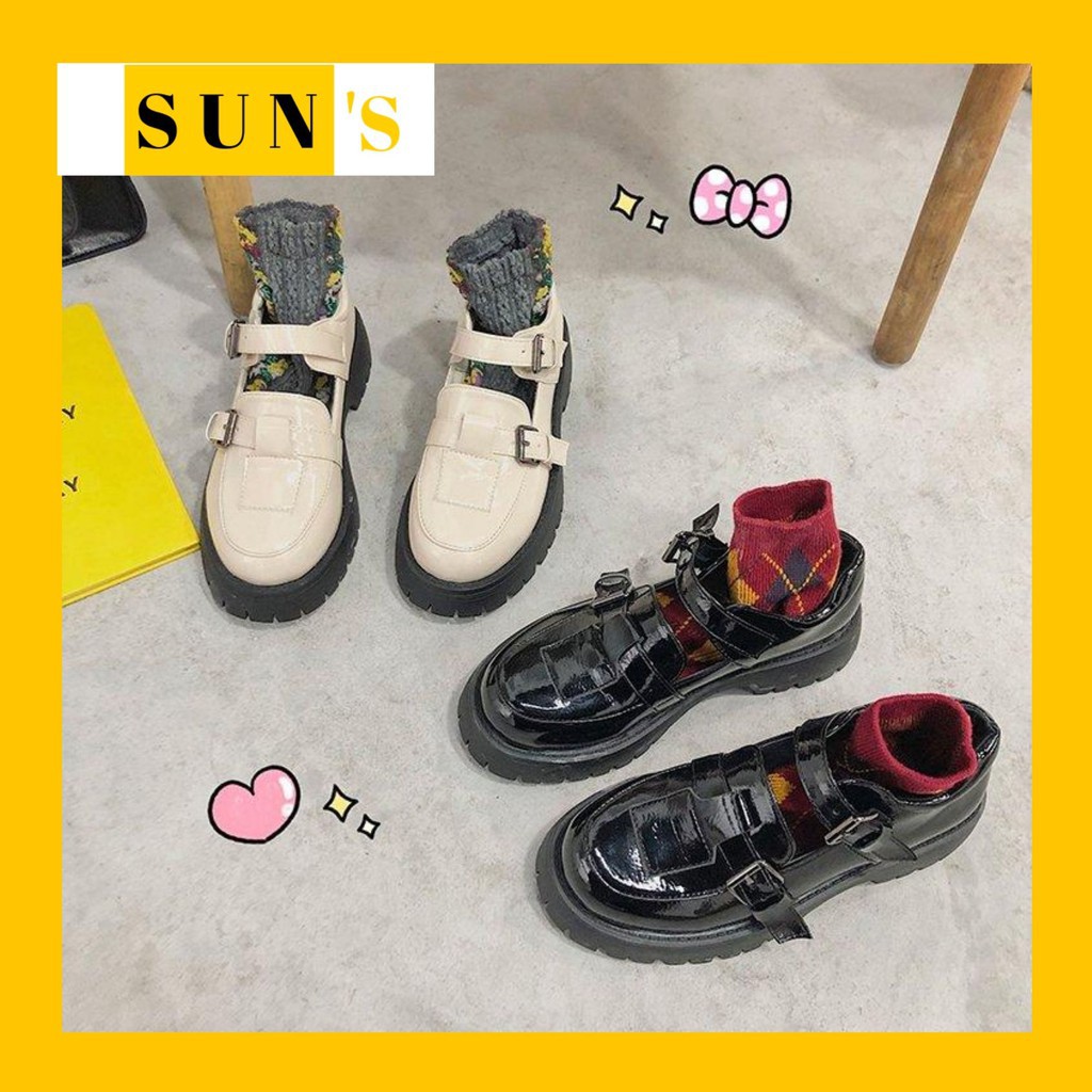 ulzzang  (SẴN) Giày oxford ulzzang nữ học sinh đế xuồng 2 quai ngang | BigBuy360 - bigbuy360.vn