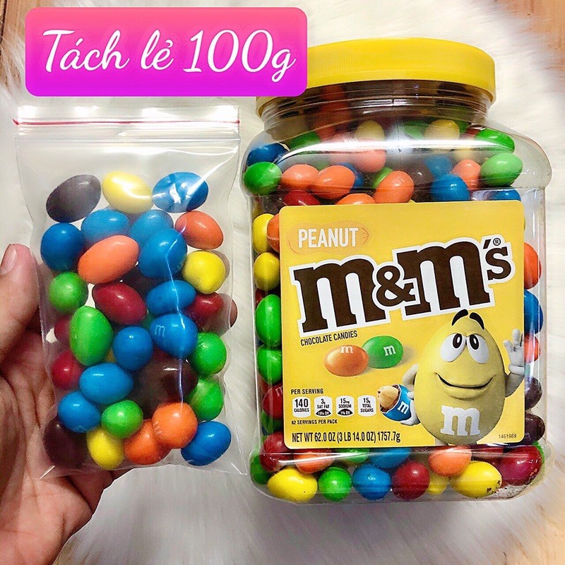 { SALE221 }  ❤️ [Date 9/2021] Tách lẻ 100g Kẹo Socola Sữa M&M Mỹ (Không nhân/ Nhân đậu phộn