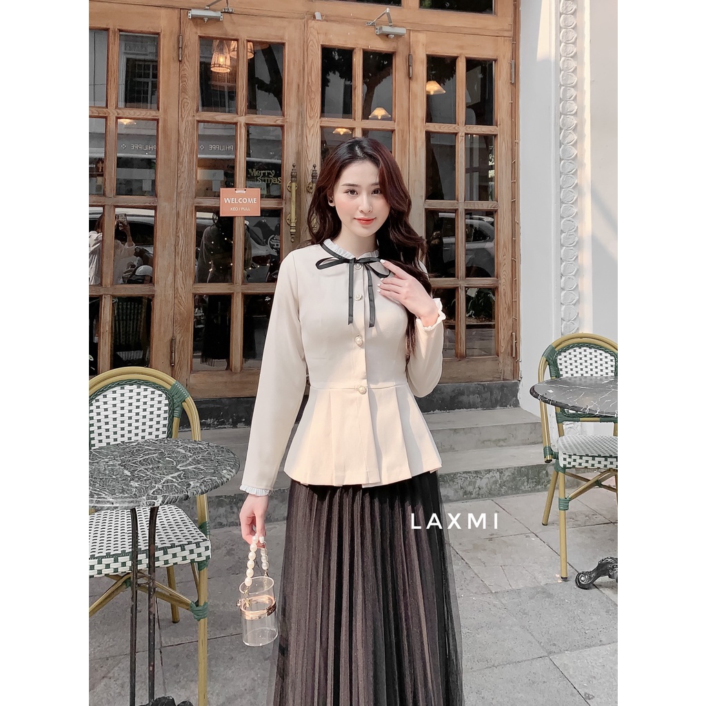 Áo peplum công sở cổ buộc nơ - Laxmi Boutique - M614