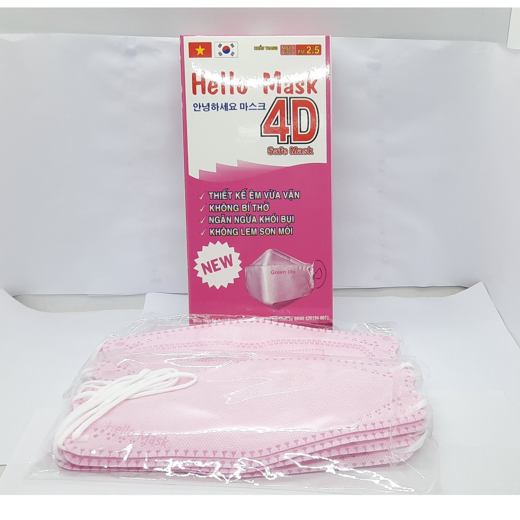 KHẨU TRANG 4D MÀU HỒNG HELLO MASK | BigBuy360 - bigbuy360.vn