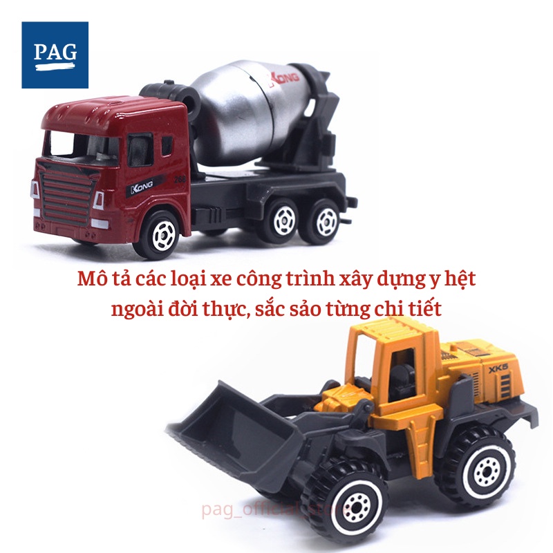 Tuyển tập xe đồ chơi mô hình công trình xây dựng cho bé, chất liệu metal an toàn, sắc sảo bền và đẹp