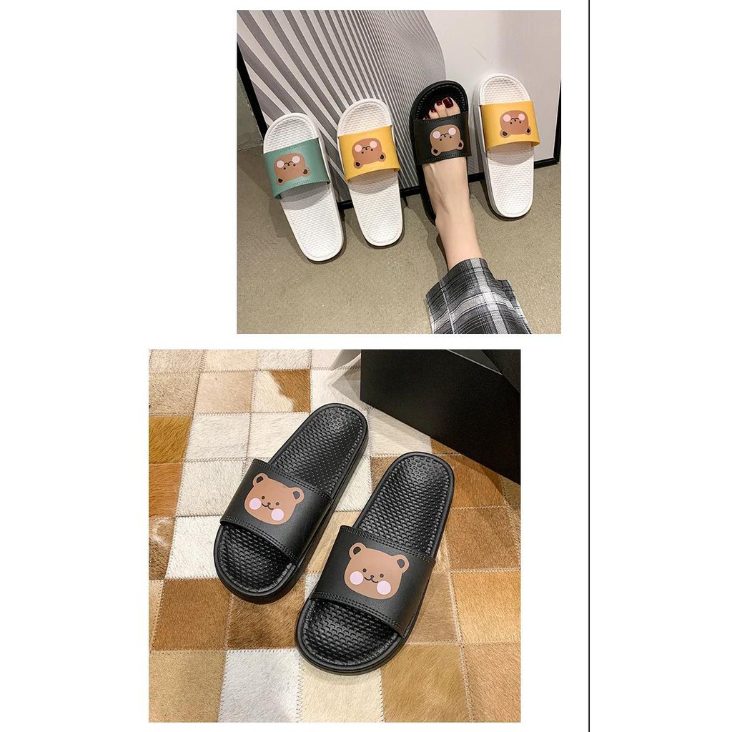 Dép nữ quai ngang thời trang hình Gấu PuPu đế gai chống trơn trượt siêu êm cực kì đáng yêu | BigBuy360 - bigbuy360.vn
