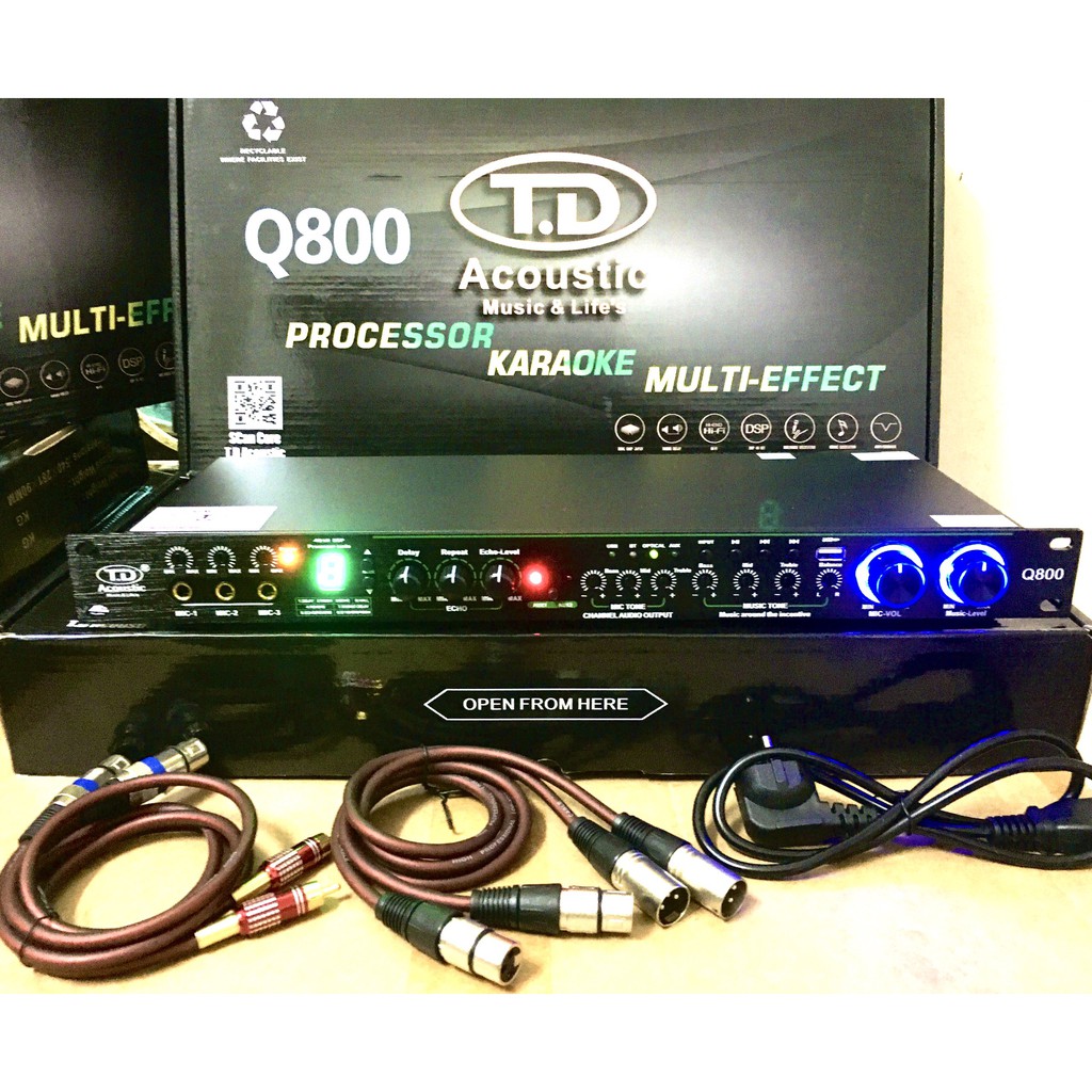 Vang Lai Số TD Q800 (Có Reverb)(Tặng 2 Dây CANON): 8 Chế Độ Hát Karaoke.Kết Nối Quang Học OPTICAL,BLUETOOTH,USB,AV
