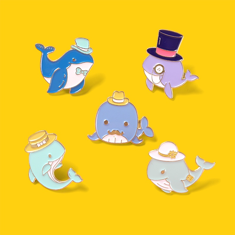 Ghim cài áo hình chú cá voi dễ thương 5 phong cách