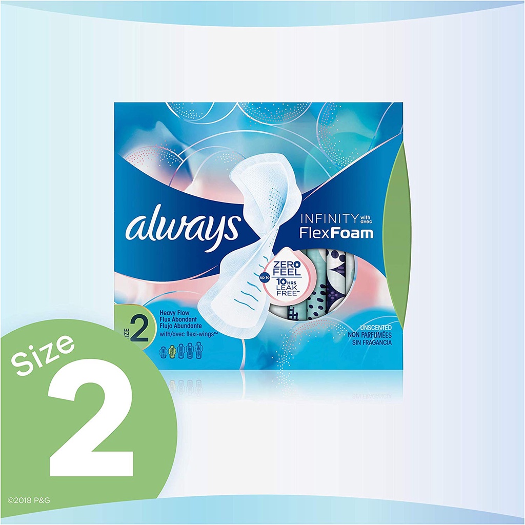 Băng vệ sinh siêu mỏng size 2 Always Infinity Feminine Pads 32 miếng có cánh