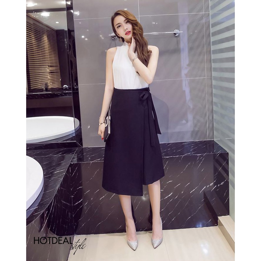Chân Váy Nữ ❣️𝑭𝒓𝒆𝒆𝒔𝒉𝒊𝒑❣️ Chân Váy Đắp Tà Xéo Buộc Nơ Seranna - Hàng thiết kế phom chuẩn đẹp