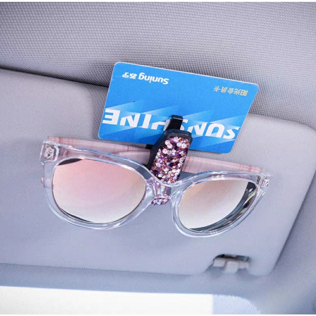 Kẹp treo kính mắt đính đá trên xe ô tô