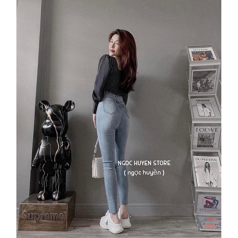 [Mã FAMARAL1 giảm 10K đơn 50K] Quần jeans trơn màu xanh cắt gấu mã 18 (kèm ảnh thật,video)