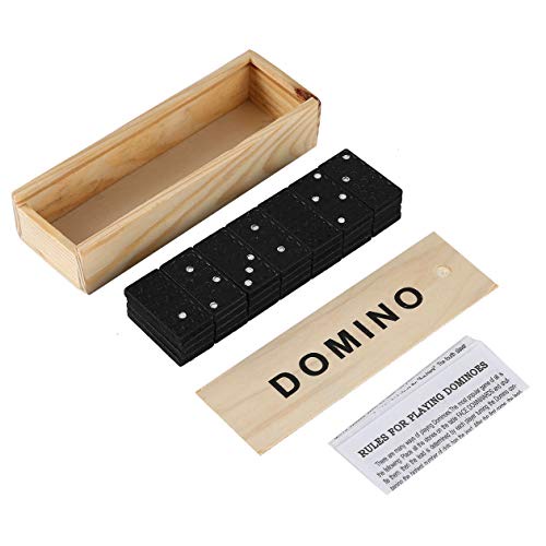Đồ chơi cờ domino 28 thẻ bài nhựa mini màu đen hộp bằng gỗ đẹp cao cấp, trò chơi xếp hình domino giải trí cho bé trẻ em