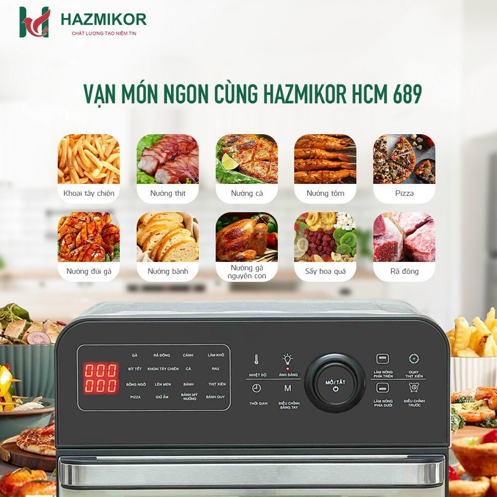 Nồi Chiên Không Dầu HAZMIKOR HCM 689 - Hàng Chính Hãng Bảo  Hành 12 Tháng, iWao Official Store