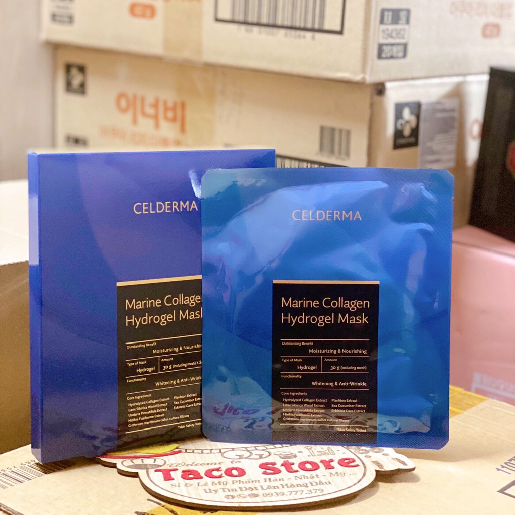 Mặt Nạ Celderma Marine Collagen Hydrogel Mask Màu xanh dương