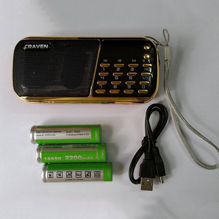 [Hàng Tốt] Máy nghe nhạc mini Craven CR 836S/853 3 pin nghe kinh-nghe đài FM dùng thẻ nhớ pin siêu trâu- Bh 6 tháng